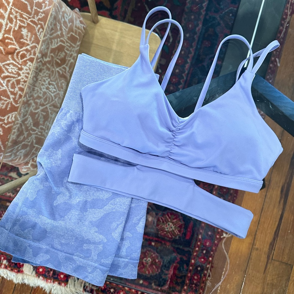 NVGTN Periwinkle short and bra set